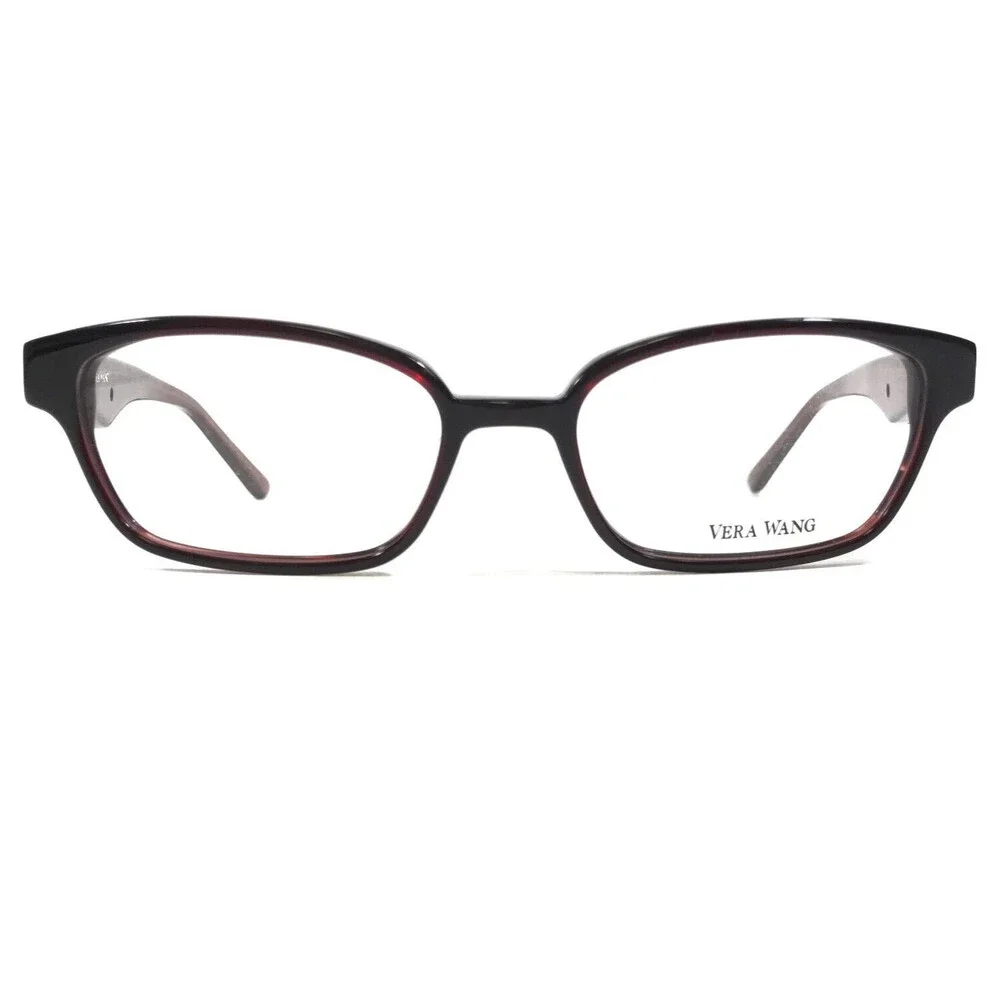 Vera Wang Eyeglasses Frames V087 BU Burgundy Red Square Horn Rim 52-17-135